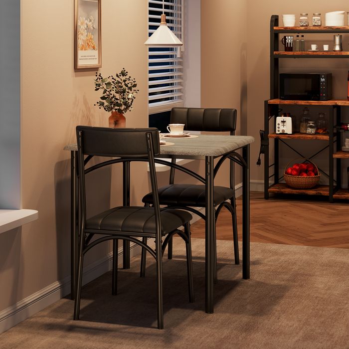 Ensemble Table Bar Industriel 3 Pièces – Table 90x120x50 Cm + 2 Tabourets – Style Bois/métal Noir