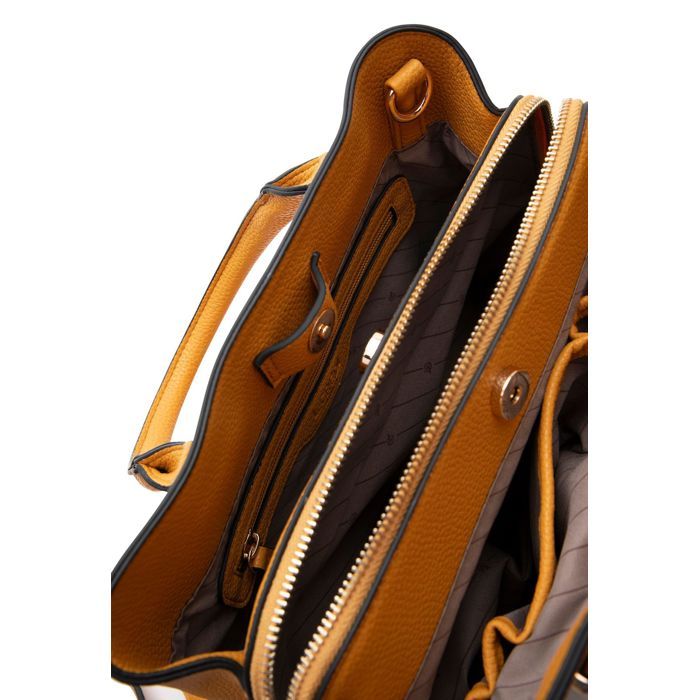 Sac à Main En Cuir Moutarde KEVIM - Taille L33 X H30 Cm, Neuf