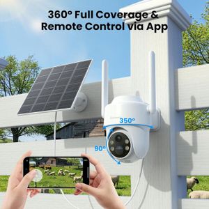 Caméra De Surveillance Extérieure Solaire 4K Sans Fil - Rotation 360° - Vision Nocturne Couleur - IP66 - Avec Panneau Solaire 7.5W