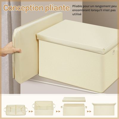 Lot De 3 Boîtes De Rangement Tissu Pliables Gris/Blanc 33x23x20cm - Organisation Parfaite Pour Vêtements Et Étagères