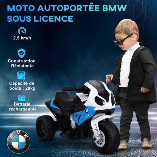 Moto électrique Enfant BMW MobiXplo 3 Roues - Dès 2 Ans, Vitesse 3km/h, Lumière, Musique MP3, 25W