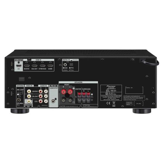 noir amplificateur Hifi 130 W//canal, Bluetooth, Dolby Digital//TrueHD, DTS-HD, 4K UltraHD par ligne, radio num/érique, mode Eco R/écepteur AV 5.1 canaux avec DAB//DAB+ B Pioneer VSX-531D