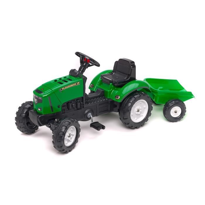 Falk - Tracteur à pédales Country Farmer Vert avec remorque - Dès 2 Ans - Fabriqué en France - Plaque d'immatriculation Personnalisable - Volant directionnel avec klaxon - 2057L Falk - Tracteur à pédales Country Farmer Vert avec remorque - Dès 2 Ans - Fabriqué en France - Plaque d'immatriculation Personnalisable - Volant directionnel avec klaxon - 2057L