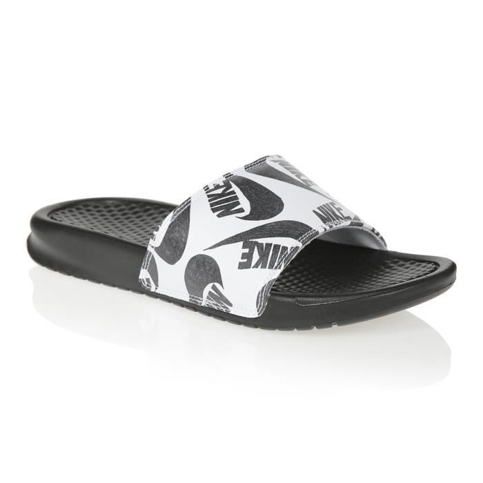 NIKE Sandales Benassi JDI Noir Blanc Mixte Achat Vente