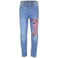 Enfants Filles Extensible Brodé Denim Jeans Mode Fanée Mode Jegging Confort Maigre Pantalon Âge 5-13 Ans-0