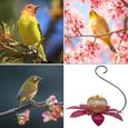 Mangeoire à oiseaux en métal piquets de fleurs belle échinacée rose plateau à oiseaux bol à nourriture mangeoire à oiseaux sauvage-0