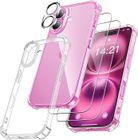 FOCLATUNER 4 en 1 Coque pour iPhone 16 avec 2 Verre Trempé et 1 Caméra Protecteur, Protection Housse pour iPhone 16 6.1", Transparent
