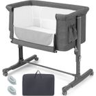 DREAMADE 3 en 1 Lit Cododo à 5Hauteurs Réglables, Lit de Voyage Portable, Berceau Bébé en Maille Respirante pour Bébé 0-6Mois, Gris