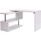 Bureau informatique modulable avec bibliothèque design métal chromé blanc - HOMCOM