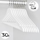 Jago® Cintres en Bois - Lot de 30, Crochet Pivotant à 360°, Longueur 44,5 cm, Blanc - Cintres pour Pantalons, Jupes, Vestes, Chemise