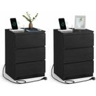 Lot de 2 Tables de Chevet - VASAGLE - Moderne - Noir Boisé - 2 Prises CA - 2 Ports USB