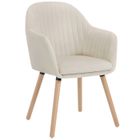 WOLTU Chaise de Salle à Manger en Velours Surface Pieds en Bois Massif,Chaise de Relax Chaise de Salon,Crème Blanc