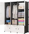 XPREEN Armoire Portable, Penderie avec Portes, 35 x 45 cm Cube avec 2 Tige Suspendue pour Vêtements Chaussures Jouets 12 Cube