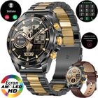 Montre Connectée Homme XtraDiTech Bracelet Acier INOX Noir Doré Contrasté Luxueux Écran AMOLED Appel Bleutooth Assistant Vocal