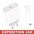 ZISONIX Chargeur USB-C 20W - Apple - iPhone 14/13/12/11 - Câble 2m - Charge rapide - Blanc
