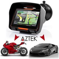 GPS 4en1 AZTEK® 4.3" pour moto, camping-car, camion et voiture avec cartographie Europe et Maroc 2014