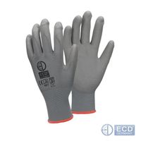 ECD Germany 12 Paires de Gants de Travail en PU - Taille 7-S - Couleur Gris - Élastique - Protection