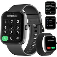 Montre Connectée Femme Homme Appel IOWODO Smartwatch Bluetooth Multifonction Étanche Tracker d'Activit pour Android iOS NOIR