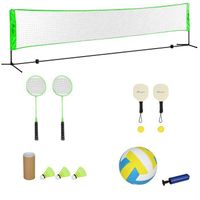 Ensemble set complet de badminton, pickleball et volleyball 3 en 1 réglable