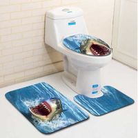 HX13740-Salle de bain imprimé de bande dessinée Sets 3Pcs Tapis Salle de Bain Toilettes WC Cuvette Couvercle Anti-Dérapant Décor st