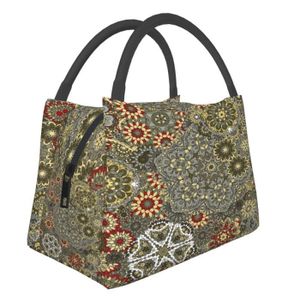 SAC ISOTHERME Sac à Lunch,Vintage Red Brown Or Fond Paisley bati
