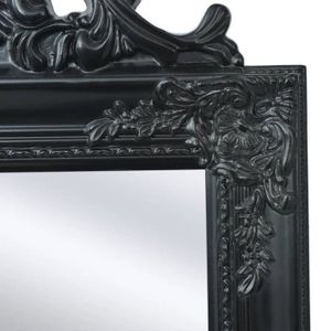 Miroir Mural Baroque Avec Étagère - Style Antique Noir Et Argent - 56x46 Cm - Fabriqué En Italie