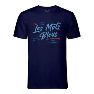 MAILLOT DE FOOTBALL - T-SHIRT DE FOOTBALL - POLO DE FOOTBALL T-shirt Homme Col Rond Bleu Les Mots Bleus Sport F