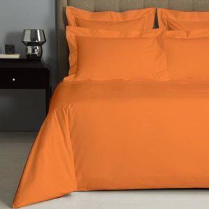 178 x 255 cm Homescapes Drap Plat en Lin lav/é Orange