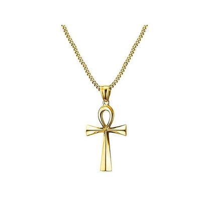 Collier Ankh égyptien En Argent Massif Avec Péridot - Pendentif 55x20mm, Chaîne 46cm, Neuf