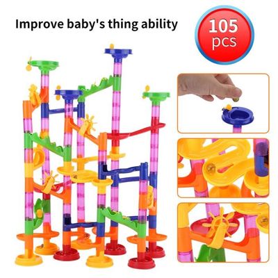 Piste de bille 56 pieces jouet parcours construction circuit jeu pas cher 