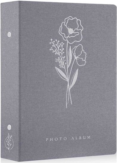 Album Photo Grande Capacité 300 Photos 10x15 Cm - Couverture Cuir Gris - 100 Pages Avec Pochettes - Pour Mariage, Bébé, Anniversaire