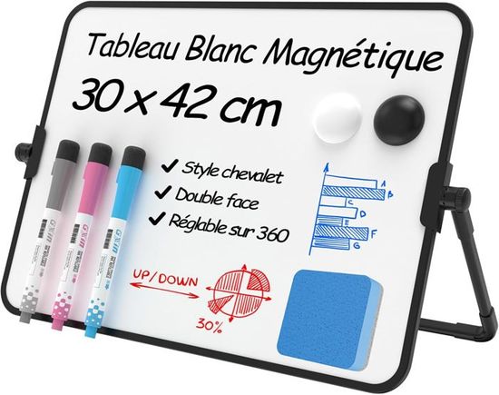Lot De 10 Tableaux Blancs A4 Double Face - Portable, Effaçable à Sec, Avec Gommes - 7