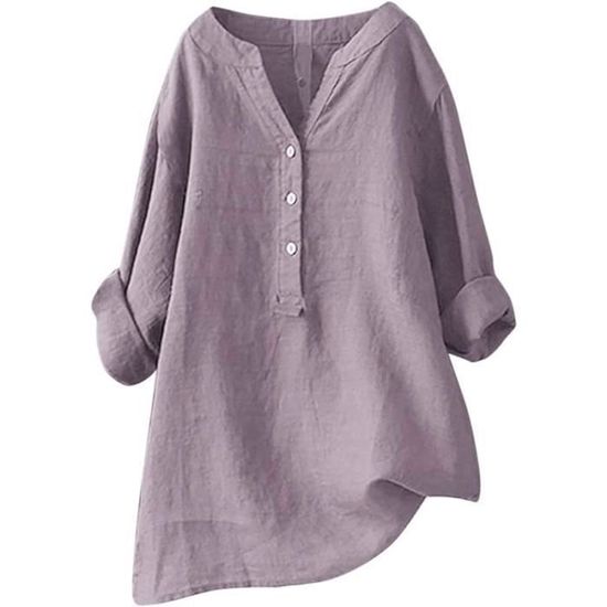 Survêtement Femme 2 Pièces Coton Et Lin - T-shirt Col Rond Manches Courtes + Pantalon, Ensemble Décontracté été