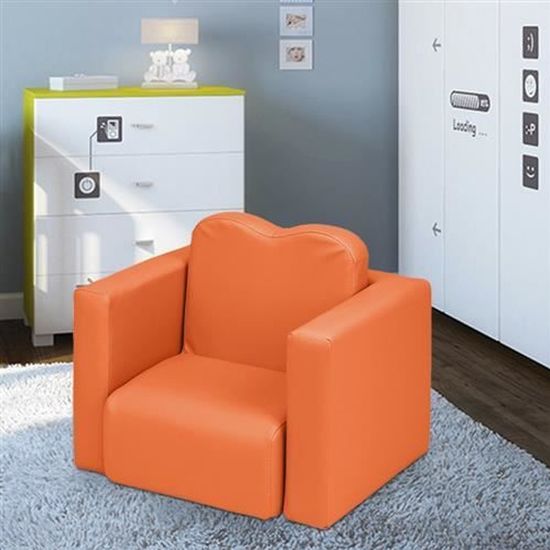 Canapé enfant convertible-Fauteuil deux en un pour enfant chic-Table et Chaise multifonctionnelles- orange 49*32*39cm
