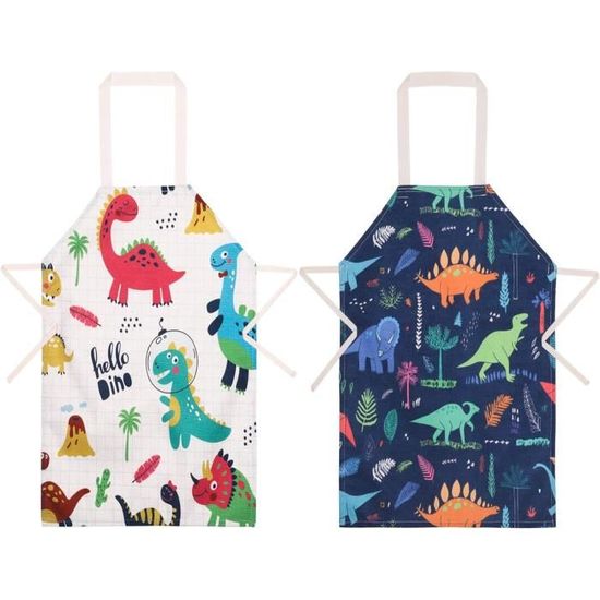 Tablier De Cuisine Pour Enfants - 2 Pièces Avec Poches - Motif Licorne Arc-en-Ciel