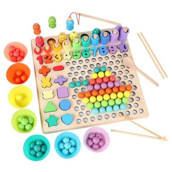 Jeu De Pêche Magnétique Clip Perles Puzzle Montessori - 13 en 1 - Jouets Éducatifs - A partir de 3 ans