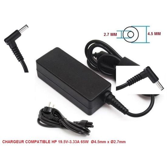 Chargeur HP 65W 19.5V 3.34A – Fiche 4.5*3.0mm – Pour Envy 15-J190NB – NEUF