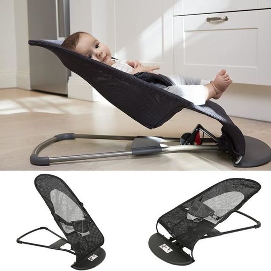 Transat bébé - Chaise d'équilibre à hauteur réglable - Charge max.18 kg - Noir 88 x 40 x 51,5 cm - Superpromo
