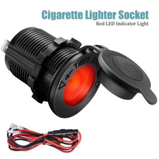 2 Prises Allume-cigare 12V/24V étanches Avec Câble - Pour Voiture, Camping-car, Bateau, Moto - Installation Facile