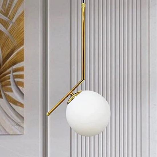 Suspension Luminaire Rétro En Métal Et Verre - Diamètre 20 Cm, Câble 120 Cm, Douille E27, Pour Salon, Cuisine, Chambre