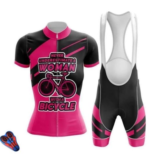 Maillot De Cyclisme Femme Manches Courtes - Fermeture éclair, 3 Poches Arrière, Tissu Respirant