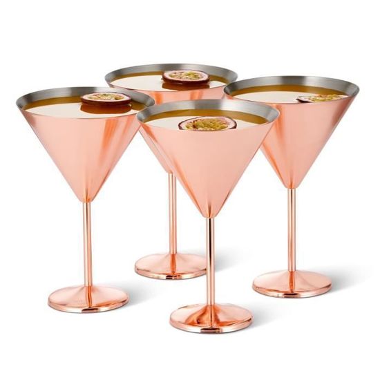 Set 4 Bicchieri Da Cocktail Martini In Acciaio Inossidabile OS Oak & Steel ENGLAND, Infrangibili, Mantengono Il Freddo