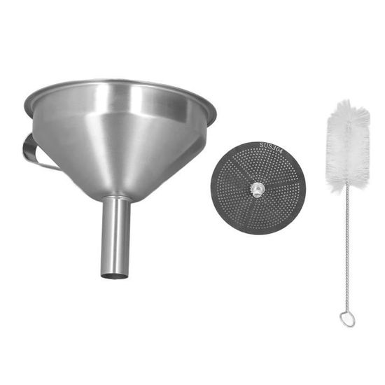 Lot De 4 Entonnoirs Cuisine Inox 13cm Avec 200 Filtres Maille - Remplir Bouteilles Huile Jus Vin Café