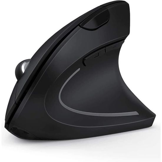 Souris Verticale Sans Fil Rechargeable - 3 DPI Réglables 1000/1600/2400 - Rose - Pour PC, Mac