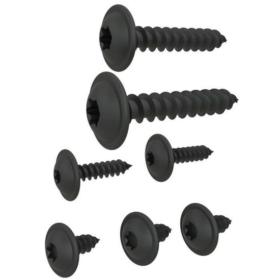 Vis à Tôle à Tête Plate Avec Rondelle, Type TORX, Galvanisées Noires, Diamètre 3,9 à 4,8 Mm DIN 7049