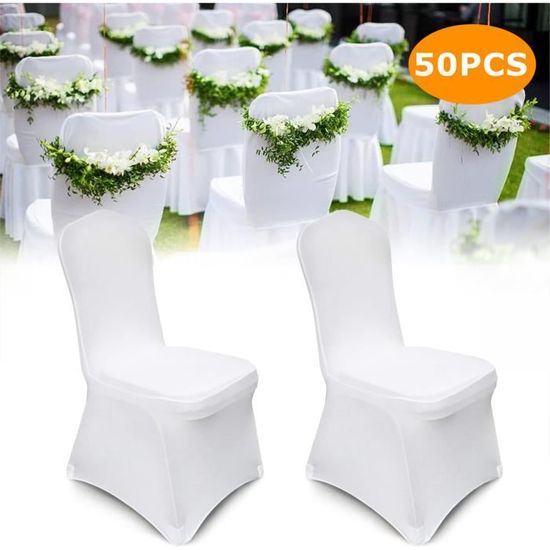 12 Housses De Chaise Élasticisées Onezebra - Blanc Pur Pour Mariage, Fête