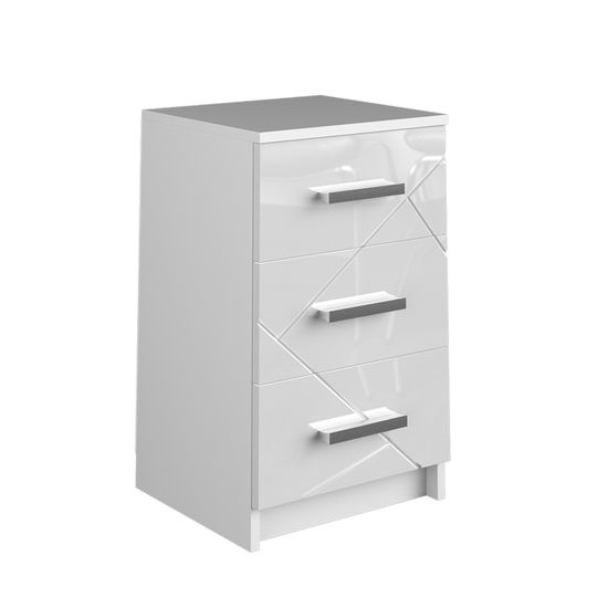 Table De Nuit Vicco Blanche 3 Tiroirs – Meuble De Chevet Moderne 42x46x60cm