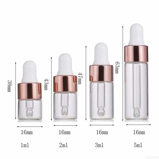 Flacons Compte-gouttes 3 Ml - Lot De 25 - Verre Transparent Avec Pipette - Pour Huiles Essentielles, Parfums, Voyages - 5
