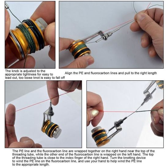 Bobine Aide-nœud Pour Pêche - Enrouleur Et Connecteur Pour Ligne PE 0.3-6 Et Bas De Ligne 3-70 Lb