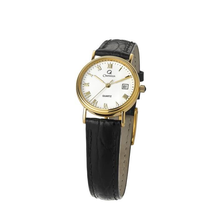 ORPHELIA GOLD WATCHES - Montre Femmes - Quartz - Analogique - Bracelet Cuir Noir - MON-7083